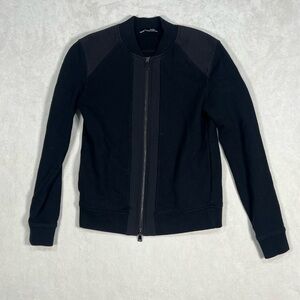 Vince Women’s XS Full Zip Cotton Black Bomber Jacket Coat Trucker EUC Chic